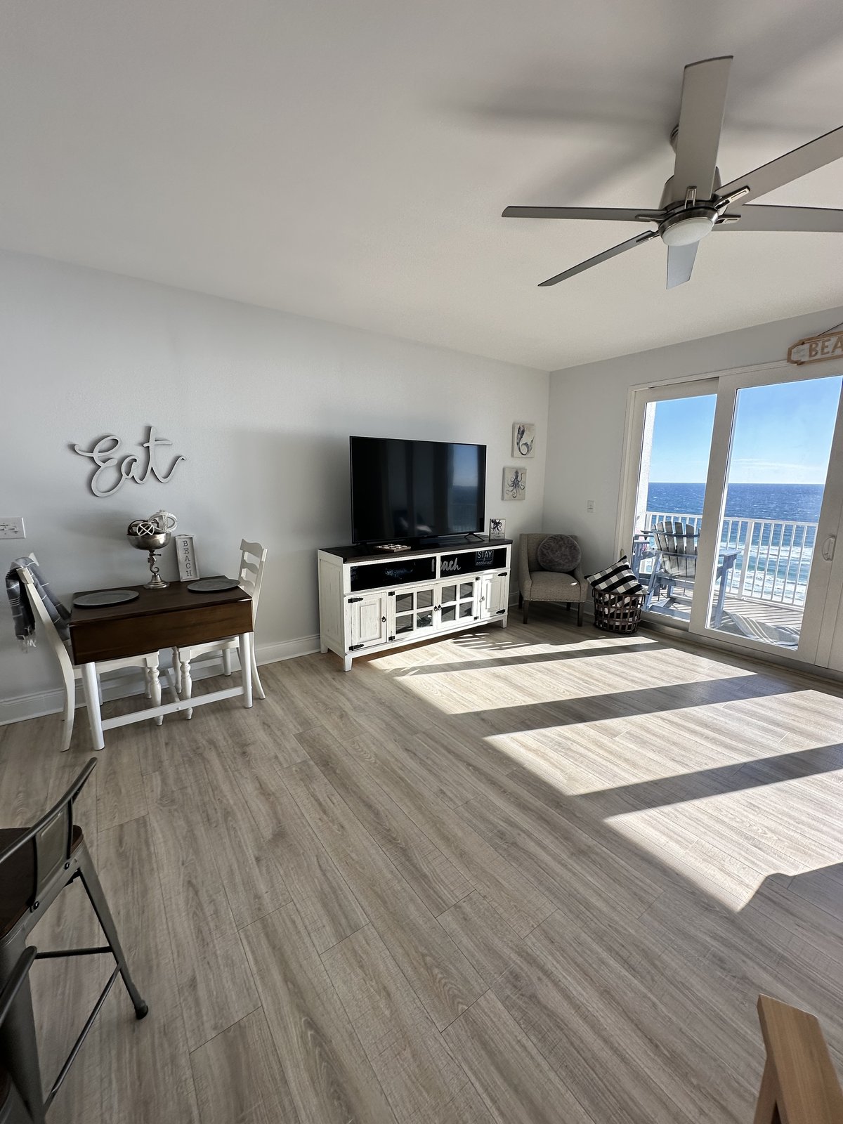 LVP flooring in a beachfront condo